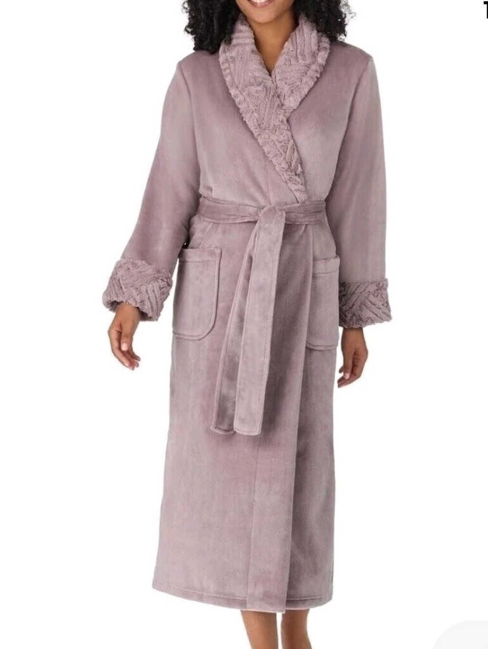 Carole Hochman Plush Long Robe in Dusty Mauve